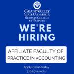 We're Hiring -  Affiliate Faculty of Practice in Accounting